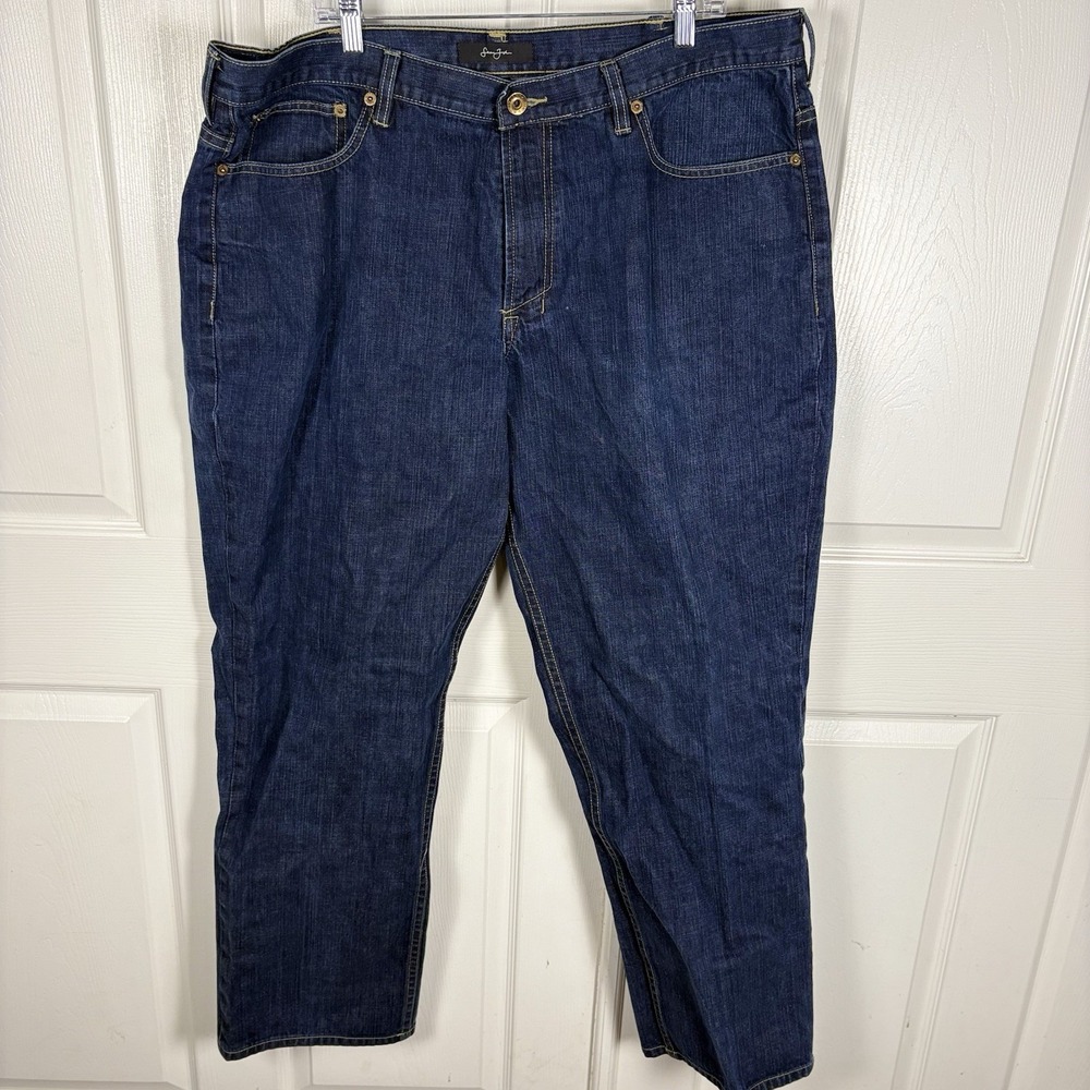 Sean John Jeans Mens Size 42x32 Blue Loose Fit Basket Weave Pockets Hip Hop VTG